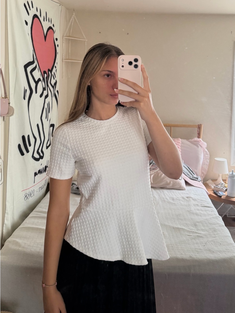 Banana Republic White Textured Short Sleeve Peplum Top - Picture 4 of 5